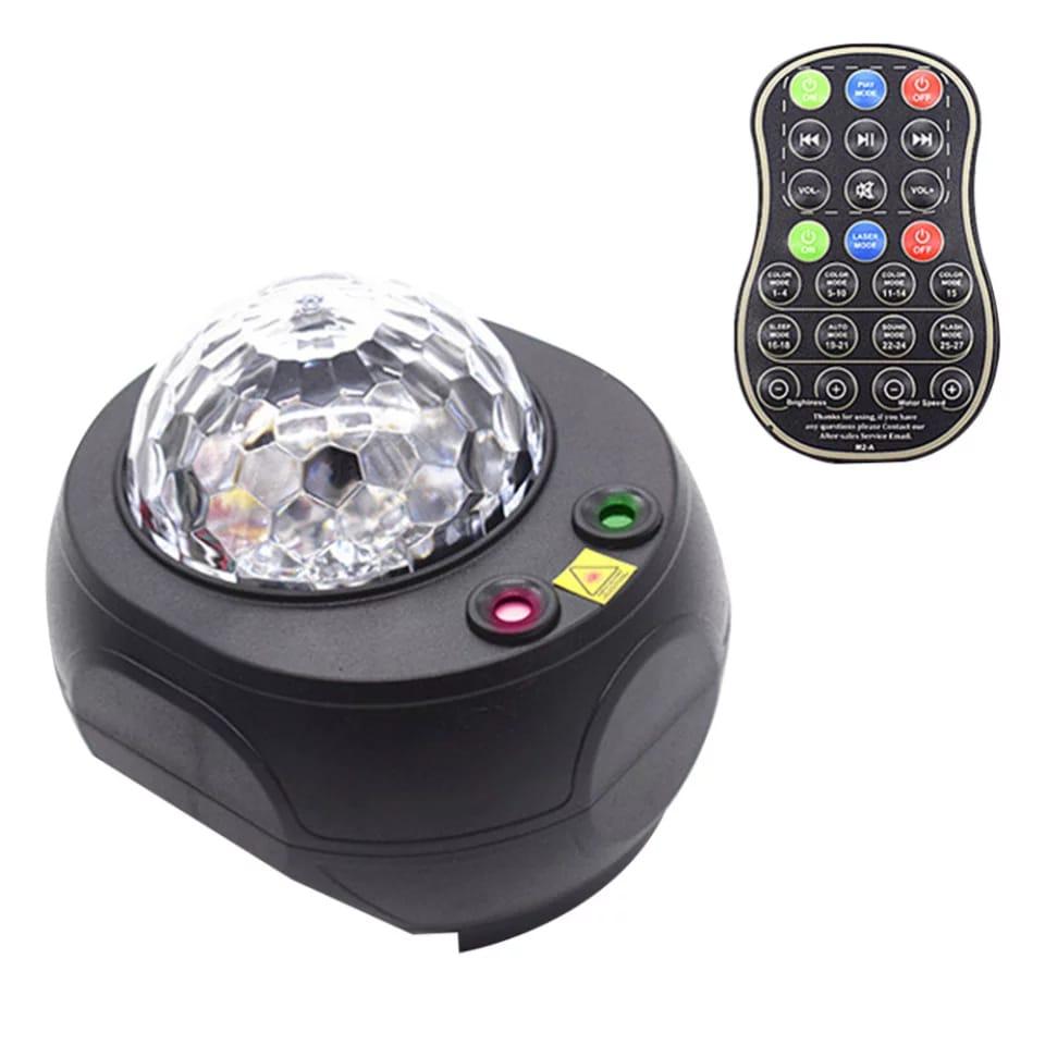 Wireless LED Projection Light Sound Control Auto Strobe Projector Lamp Bedroom Night Light (Black)