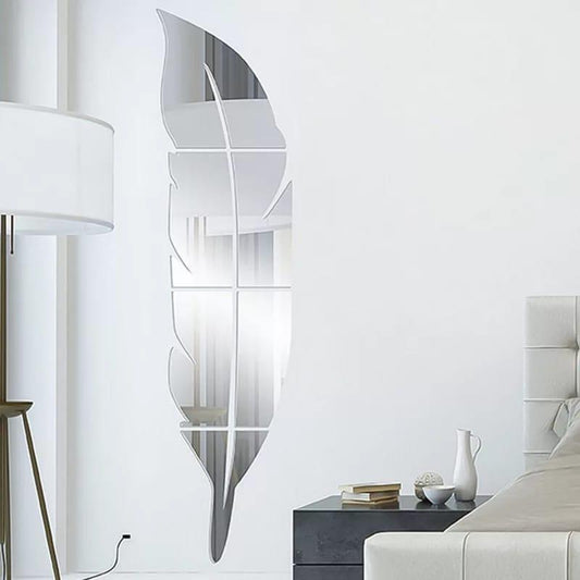 DIY Feather Plume 3D Mirror Wall Sticker for Living Room