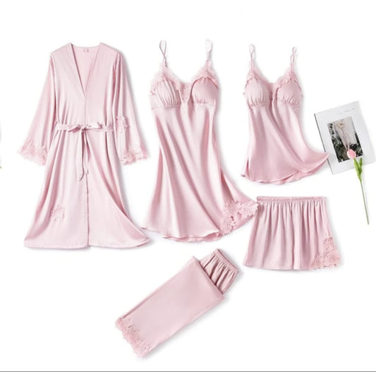Bridal Night Suit 5-Pieces Night Wear