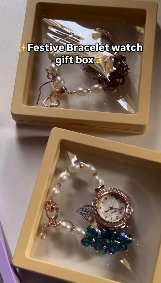 Festive Bracelet Watch With Box