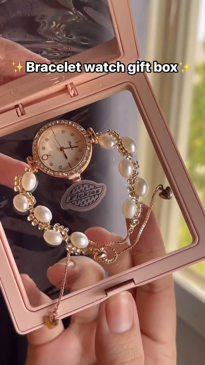Pearl Beads Bracelet Watch With Gift Box