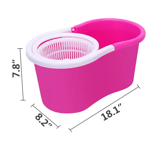 360° Spin Mop with White Fiber Double Mop Heads & Sturdy Bucket – Quick & Easy Cleaning