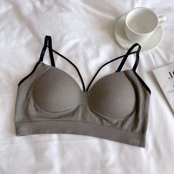Women's Seamless Slim Camisole – Fixed 3D Cup Bra, Padded Wrapped Chest Short Straps Sports Bra Vest