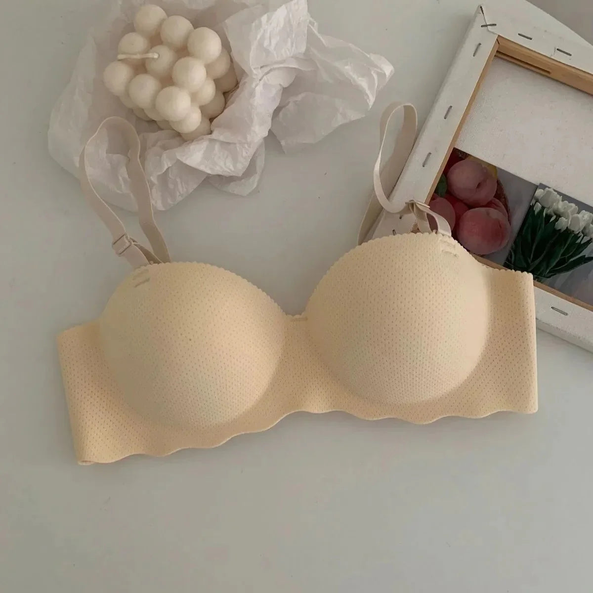 Women One Piece Convertible Straps Bra Seamless Push Up Underwear Solid Color Wireless Lingerie