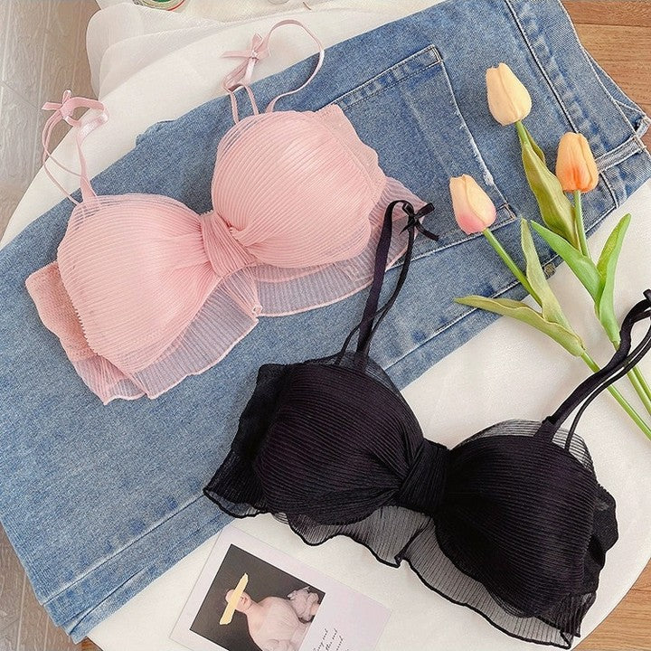 Women's Sexy Bow Mesh Bra Underwear Lolita Sweet Pure Comfortable Breathable Bralette