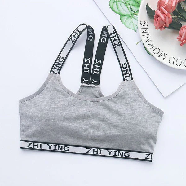ComfortFit Soft Padded Letter Print Stretchable Sport Bra with Adjustable Straps