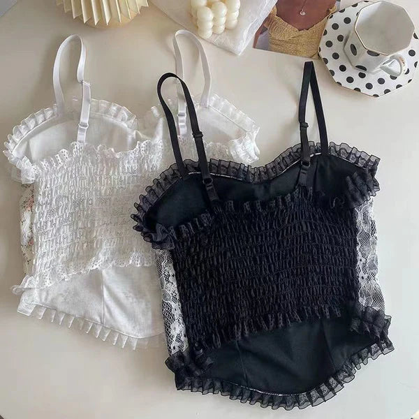 Lace Bralette Push-Up Lingerie - Seamless Strapless Underwire Top with Crushed Flower Detail