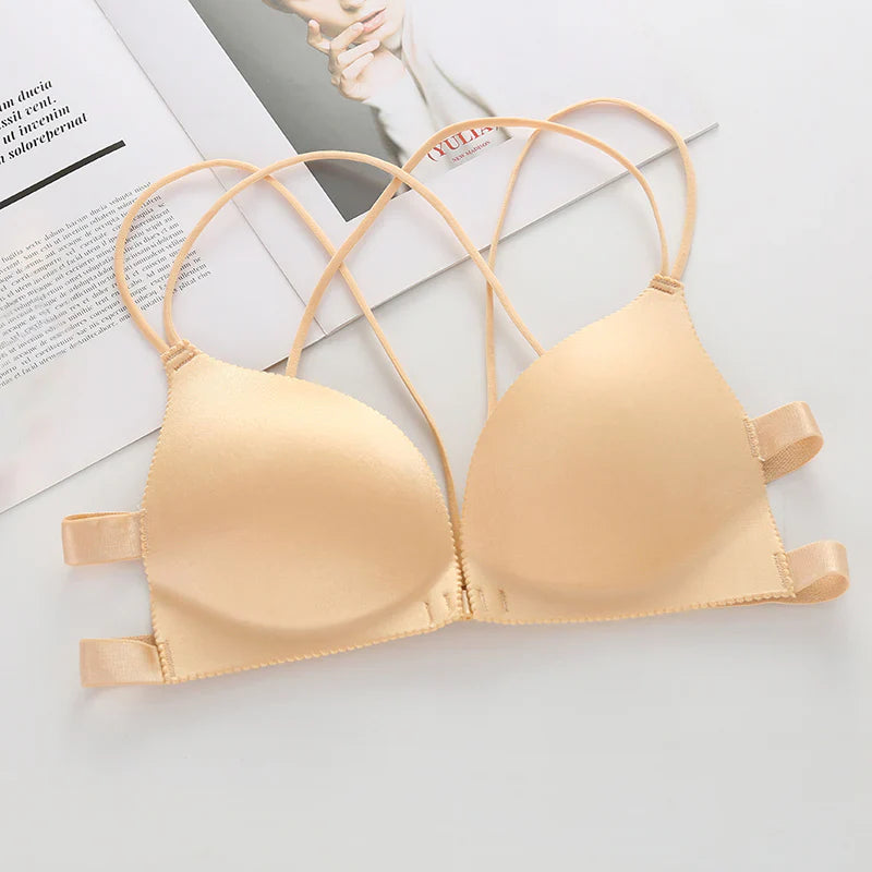Women’s Seamless Push-Up Tube Bra with Front Wrap Design – Casual and Supportive Chest Bralette