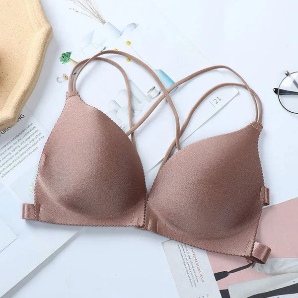 Women’s Seamless Push-Up Tube Bra with Front Wrap Design – Casual and Supportive Chest Bralette