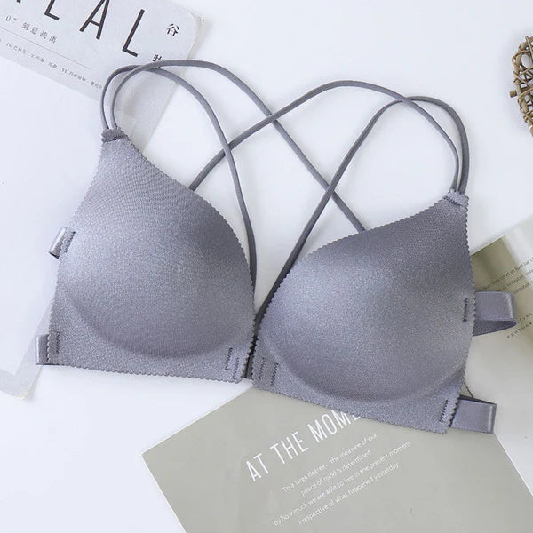 Women’s Seamless Push-Up Tube Bra with Front Wrap Design – Casual and Supportive Chest Bralette