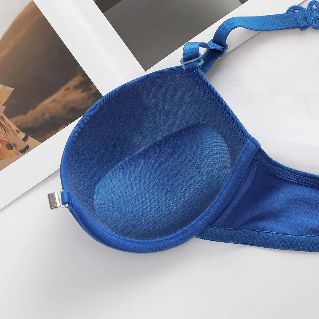 1 Set Lace Stitching Bra Front Buckle Panties Scalloped Trim Panties Lingerie Set for Women