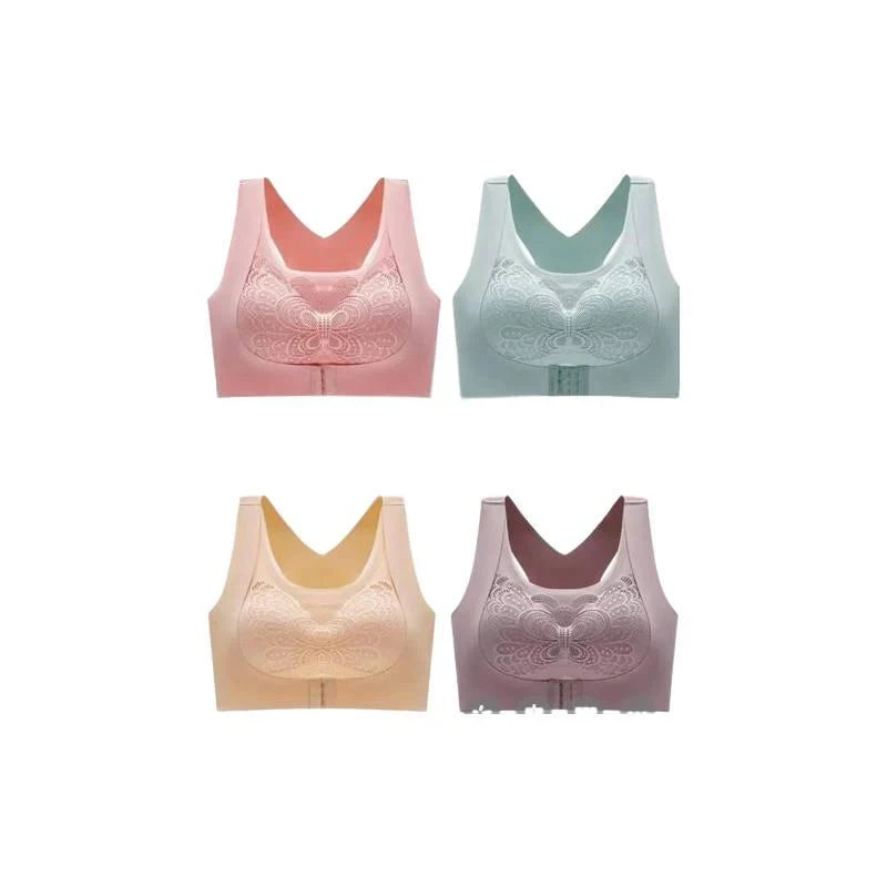 Seamless Push-Up Bra for Women – No Steel Ring, Backless Design, Chest Correction with Two-in-One Front Buckle