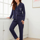 Heart Contrast Silk Night Set