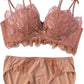 Lavender Gathered Lingerie Set - Stylish Bra and Panty with Beautiful Back