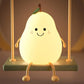 Cute Pear LED Night Light for Kids - 7 Color Silicone Lamp