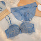 Bow Embroidered Half Cup Lingerie Set – Mesh Gauze Bra and Panty