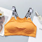Women Push Up Sports Bra Yoga Running Fitness Tops Black White Letters