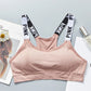 Women Push Up Sports Bra Yoga Running Fitness Tops Black White Letters