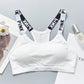 Women Push Up Sports Bra Yoga Running Fitness Tops Black White Letters
