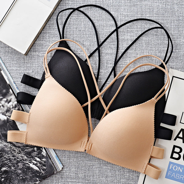 Women’s Seamless Push-Up Tube Bra with Front Wrap Design – Casual and Supportive Chest Bralette